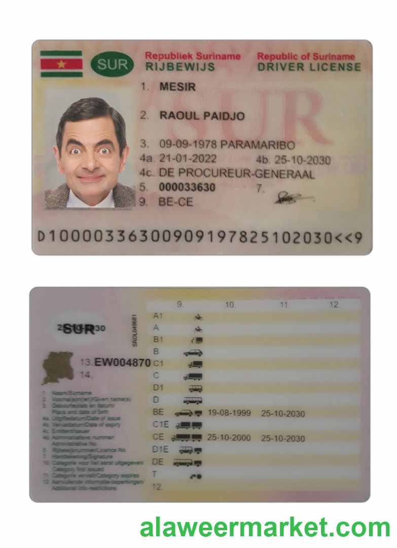 Suriname driving license 2022-present